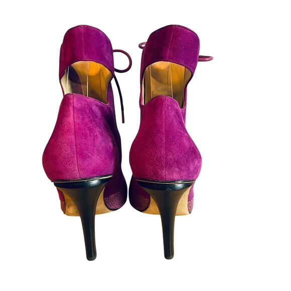 Askalice Peep Toe Lace Up Bootie Fuchsia Pink High Heel Size 9/40 - Picture 4 of 9